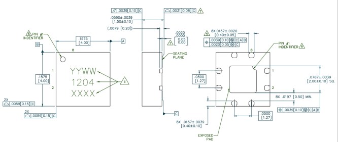 Mechanical Drawing - MACOM MAAL-011204 Low-Noise Amplifier